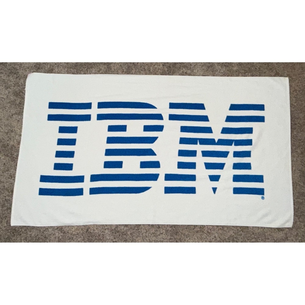 Vtg IBM Computers Promotional Logo Beach Pool Towel 100% Cotton 32"x58"